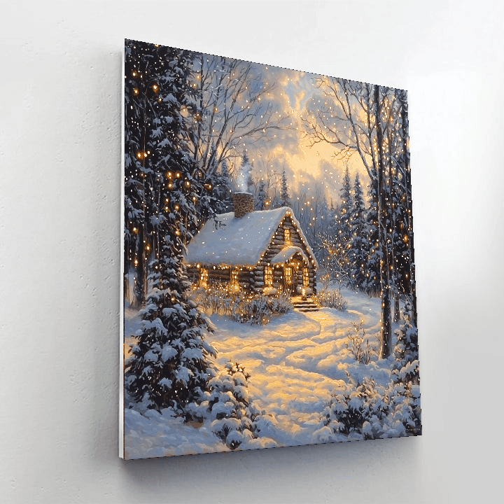 Thomas Kinkade Inspired Charming Winter Scene  Paint By Color