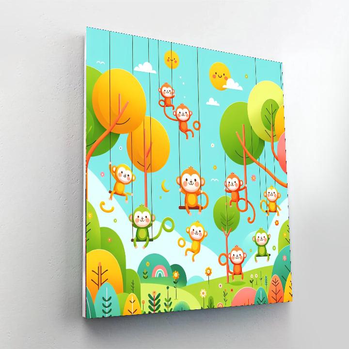 Cheerful Treetop Adventure Paint By Numbers Art