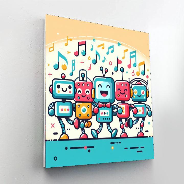 Jolly Robot Dance Off Paint By Numbers Art