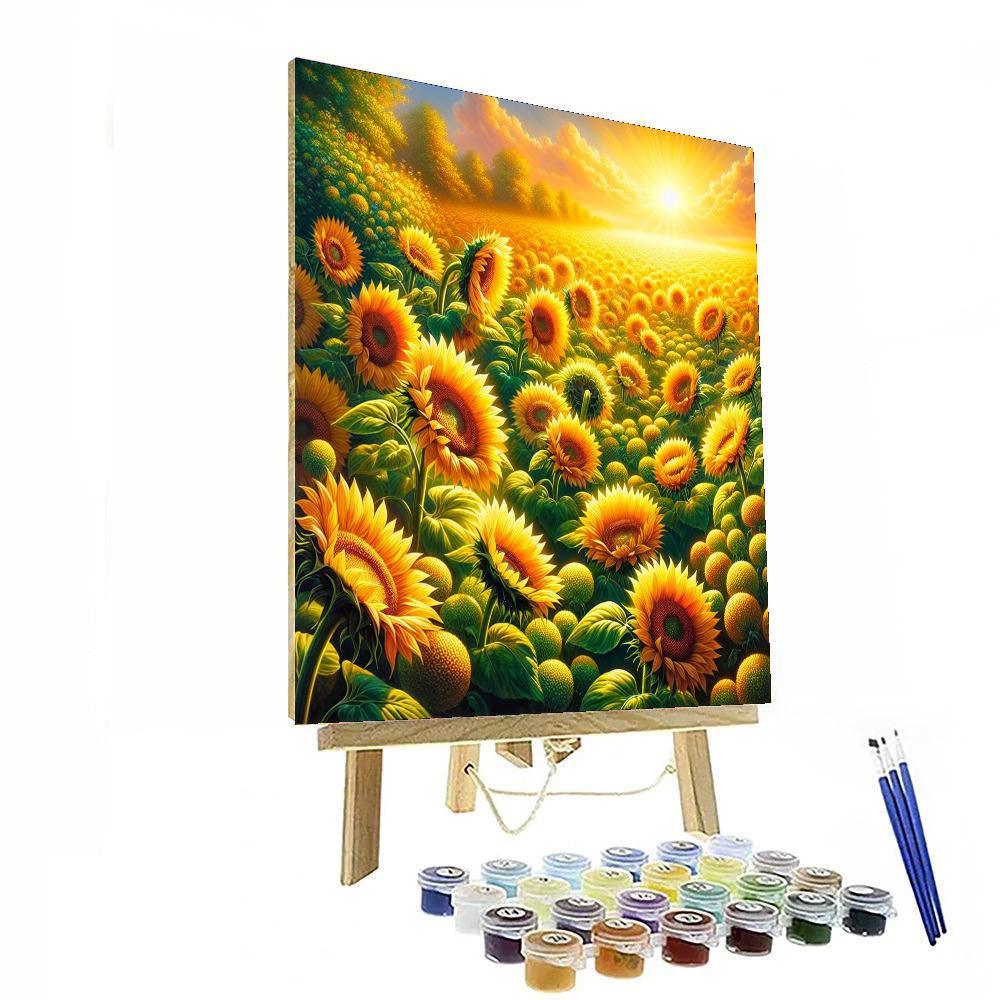 Radiant Sunflower Garden Number Painting