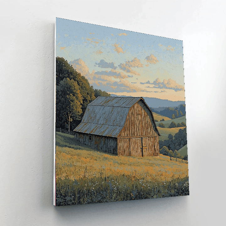 Andrew Wyeth Inspired Charming Rustic Barn Landscape  Paint By Numbers