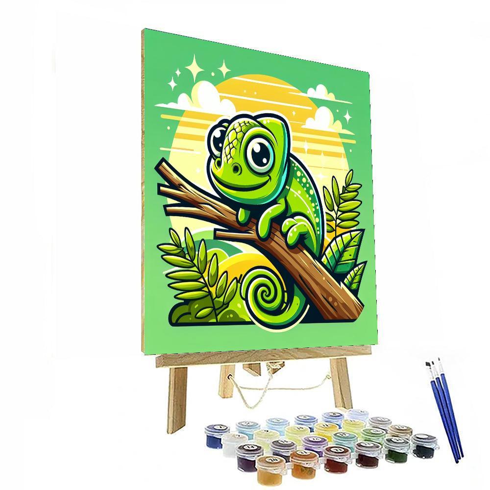 Cute Chameleon Paint By Numbers