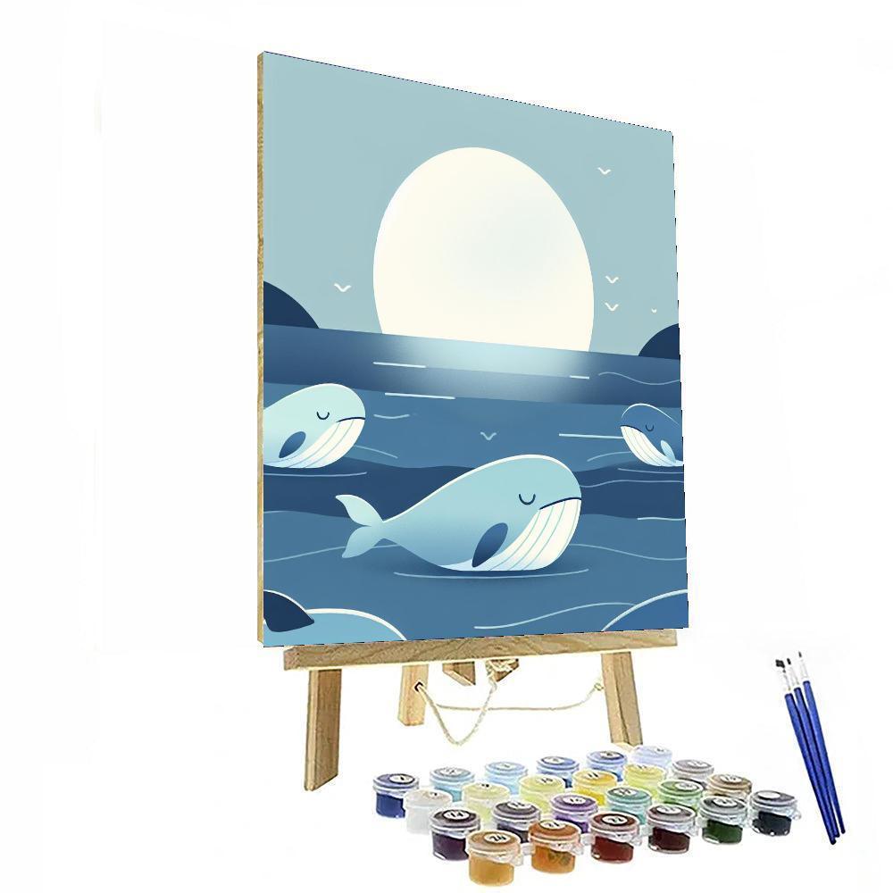 Gentle Moonlit Whales Paint By Numbers Kits