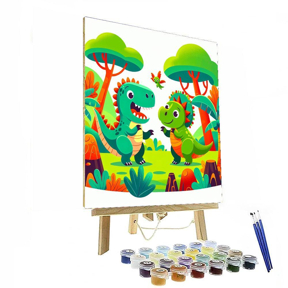 Adventurous Dino Friends Paint By Numbers