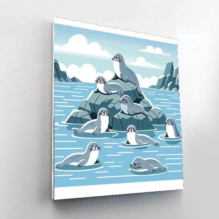 Serene Seals Paint By Numbers Art