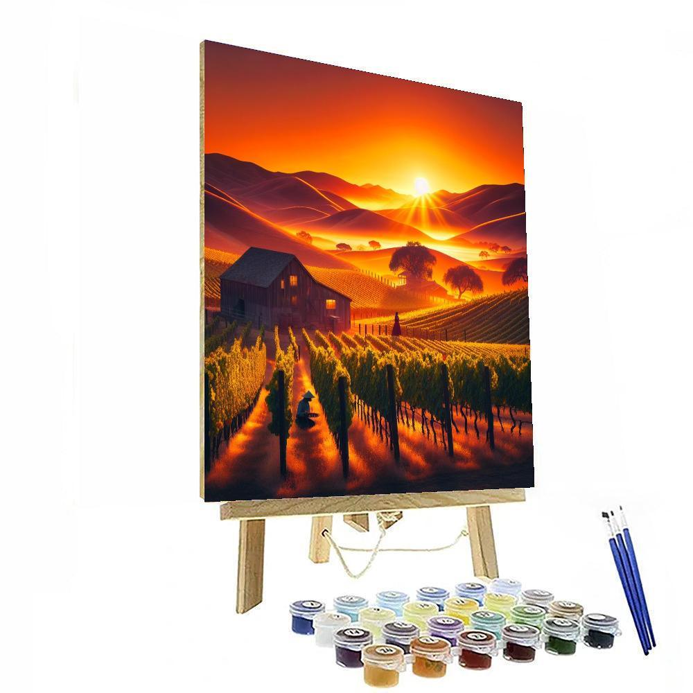 Rustic Vineyard Sunset Numbered Painting Kits