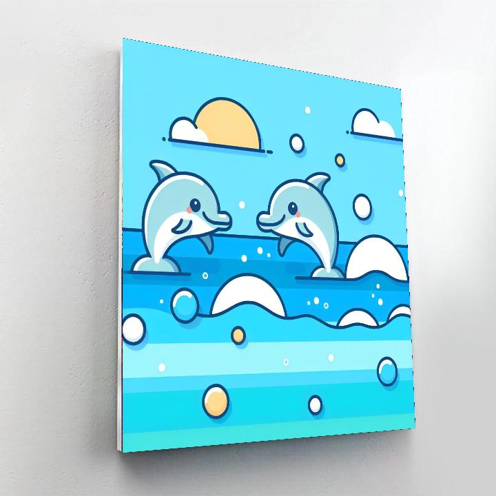Dolphins' Dance Delight Painting Number Kit