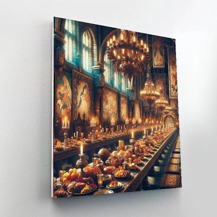 Medieval Banquet Hall Grandeur Paint By Number