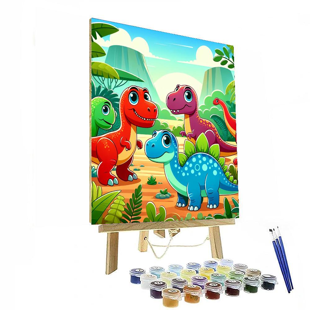 Rainbow Dinosaurs Number Painting