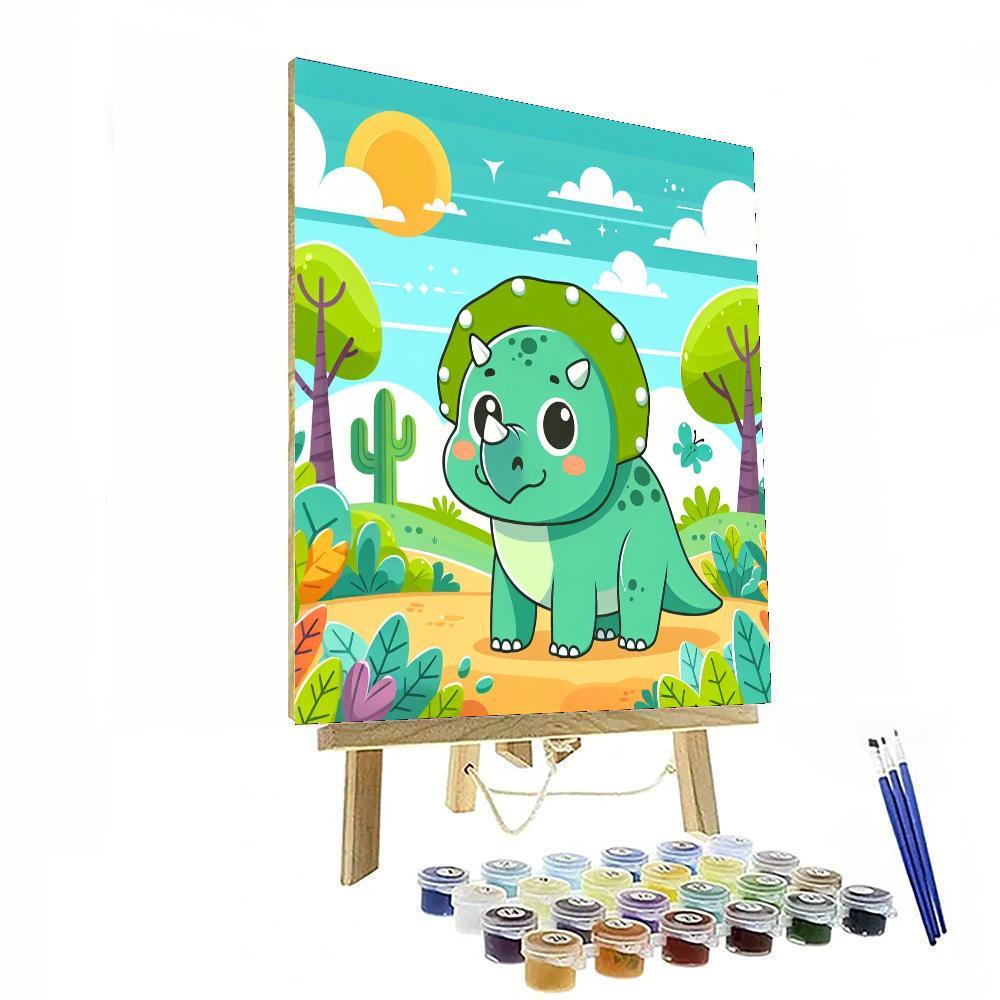 Friendly Triceratops Paint By Color