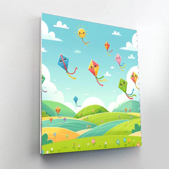 Kite Flying Over Hills Paint By Color