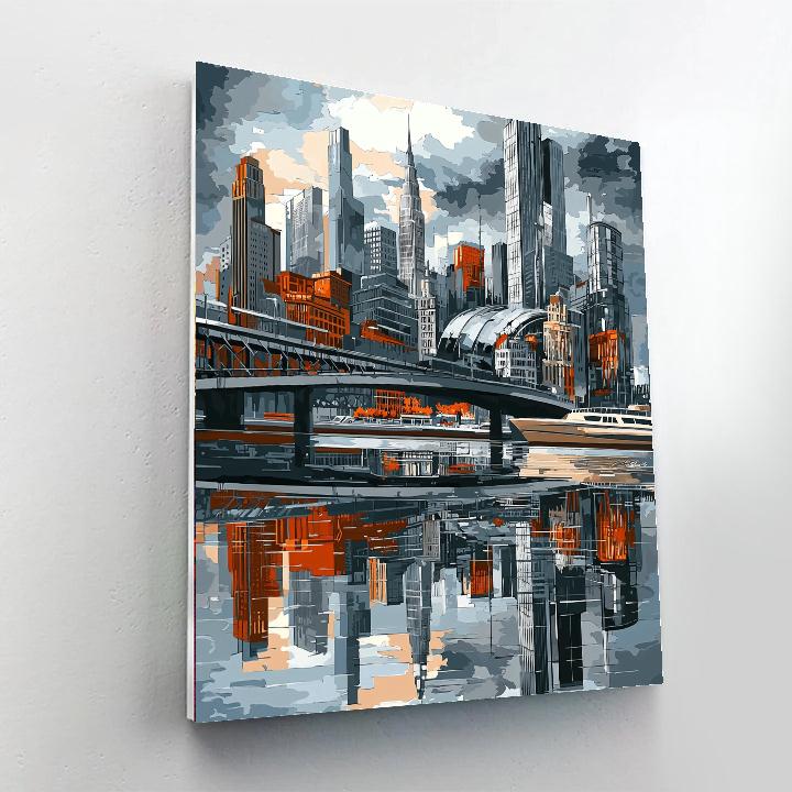 Charles Demuth Inspired Modern Industrial Skyline  Paint By Numbers