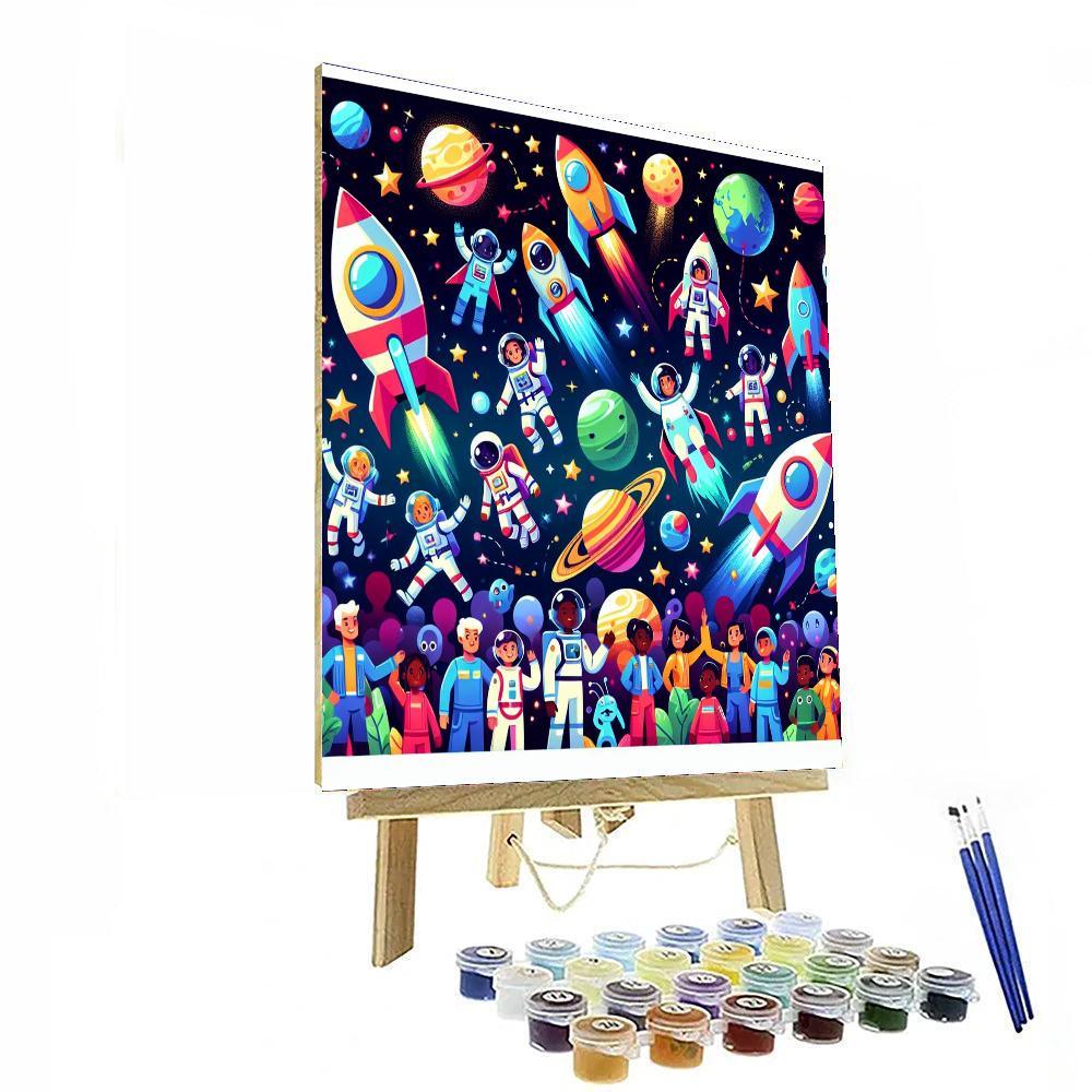 Cheerful Space Adventure Number Painting