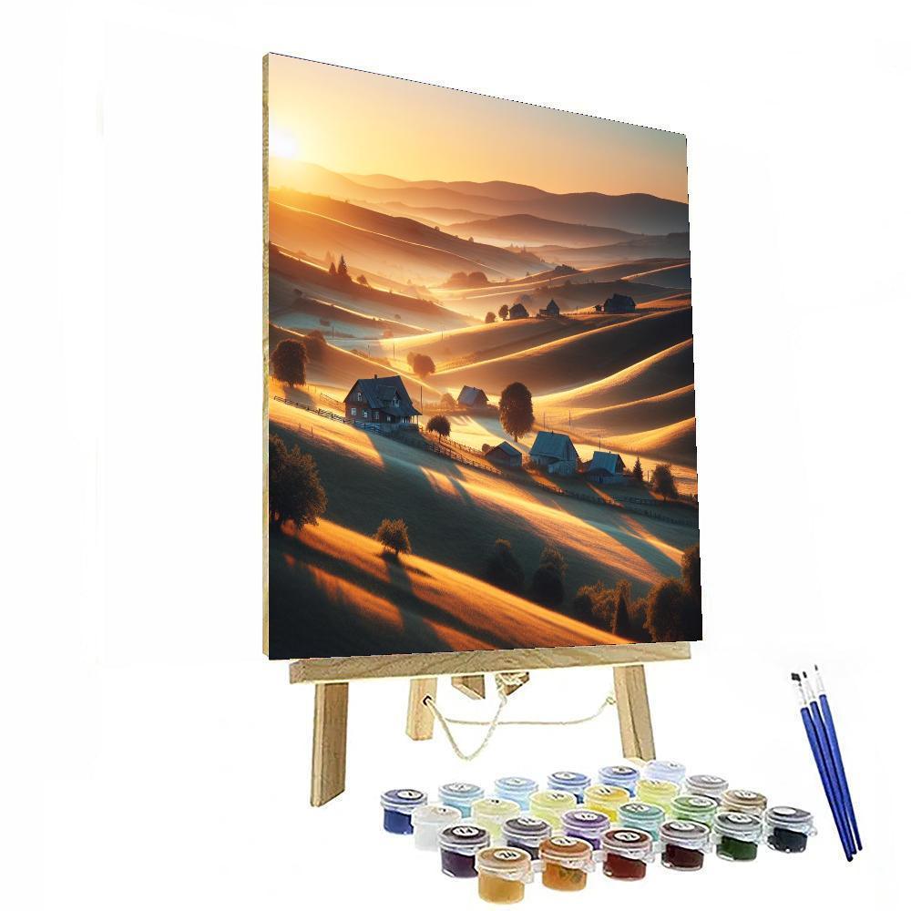 Sunrise Over Rolling Hills Numbered Painting Kits