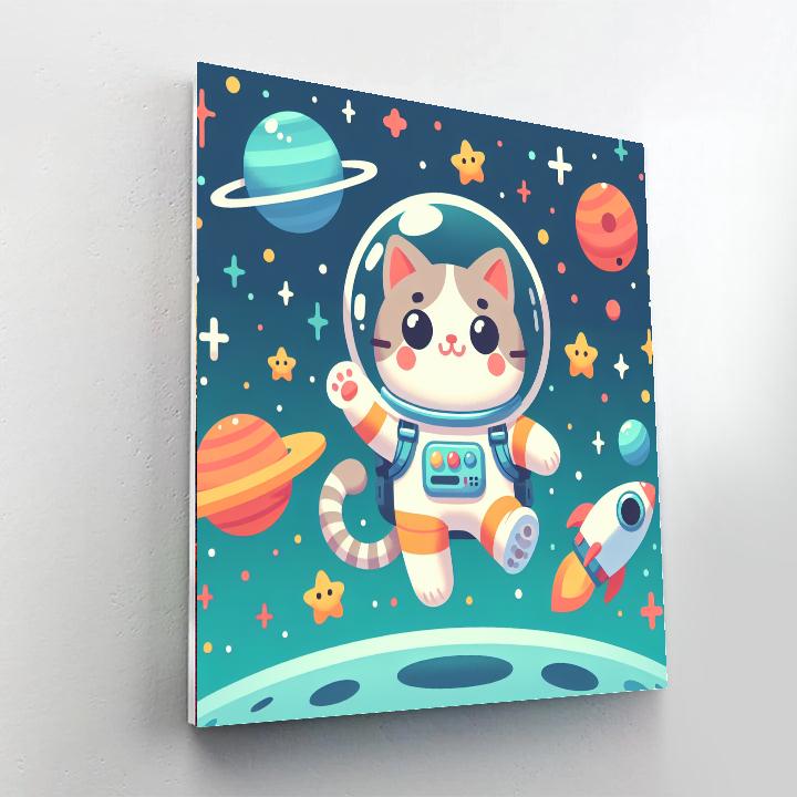 Cosmic Cat Astronaut Number Painting