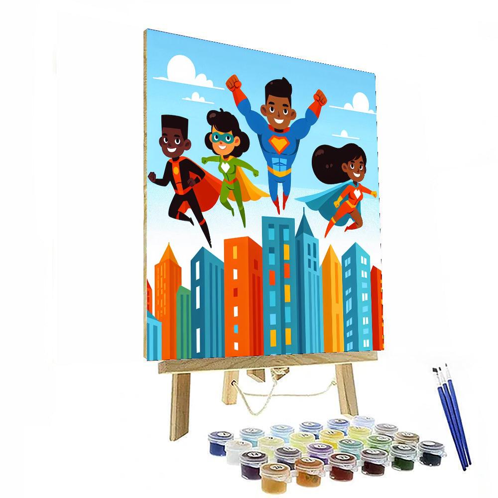 Superhero City Heroes Painting Number Kit