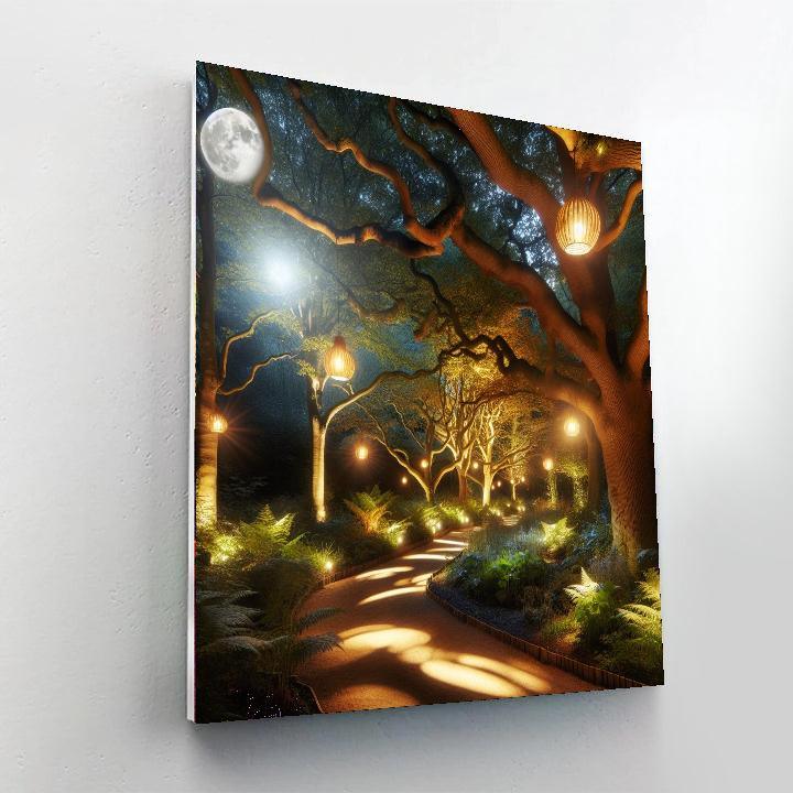 Glowing Lanterns In Moonlit Forest Painting By Numbers Kit