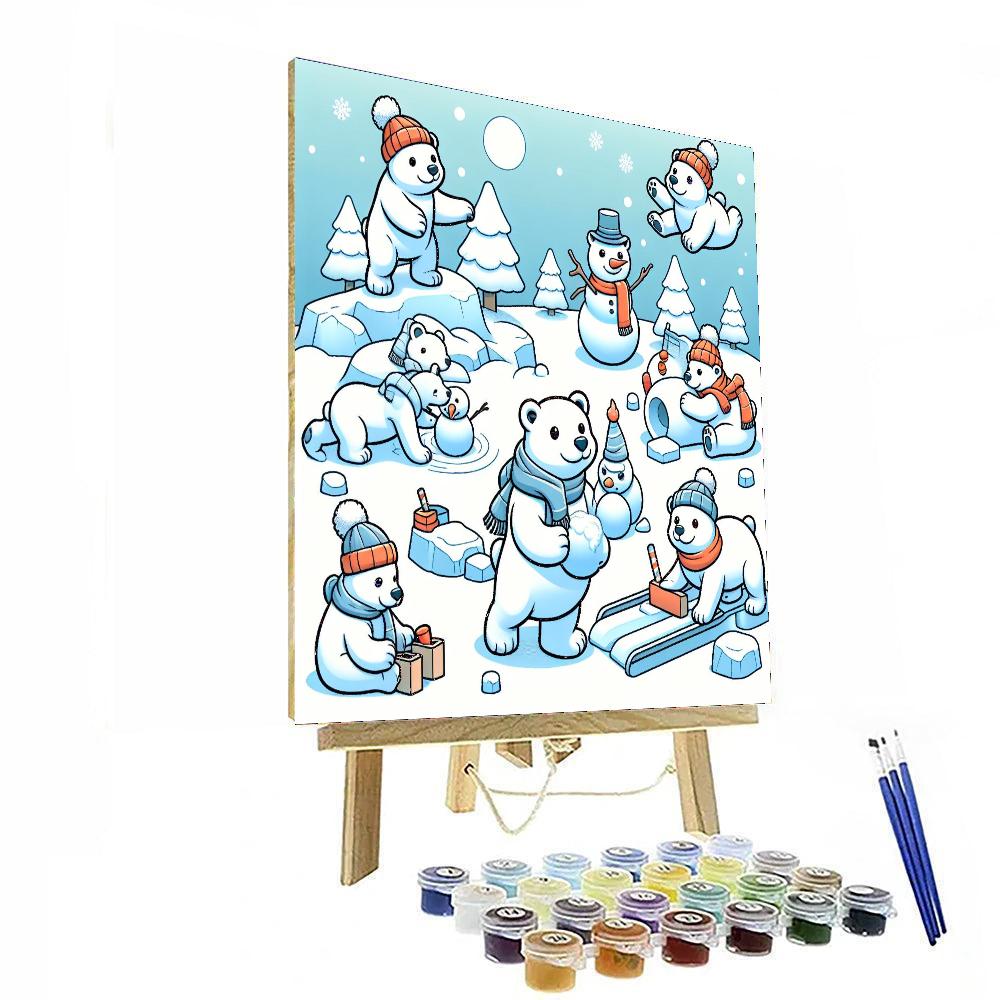 Winter Polar Bear Party DIY Paint By Numbers