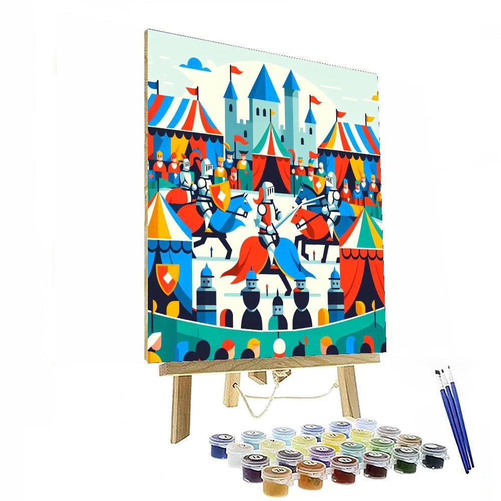 Medieval Festival With Jousting Knights Paint By Numbers Art