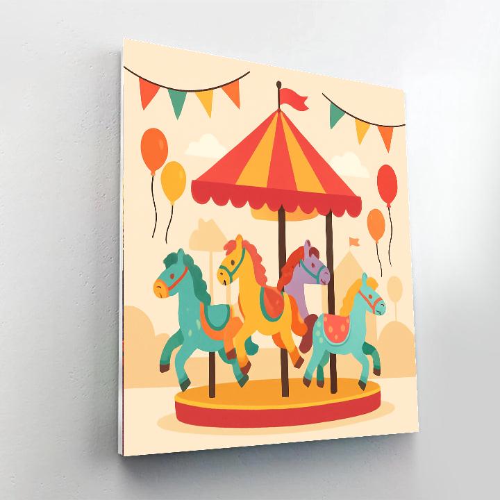 Rainbow Color Carousel Painting By Numbers Kit