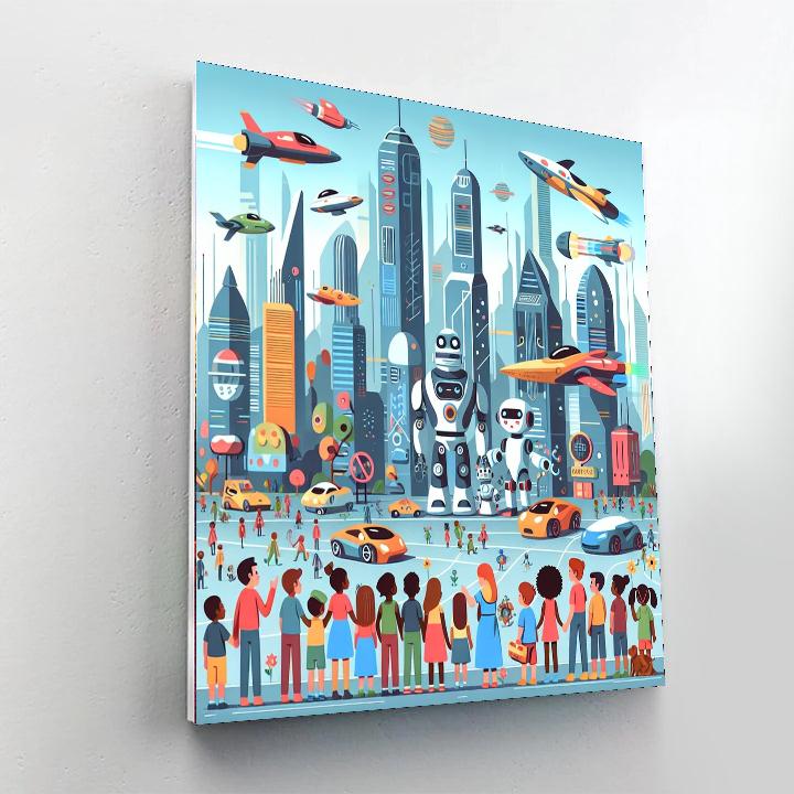 Robot Futuristic World Painting Number Kit