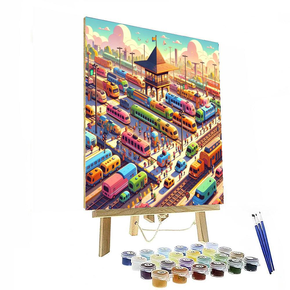 Charming Train Station Painting By Numbers Kit
