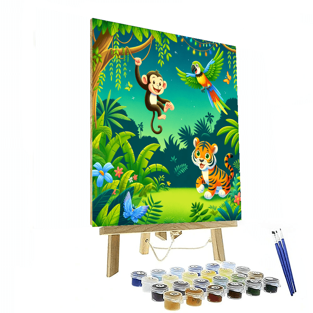 Frolicking Jungle Animals DIY Paint By Numbers