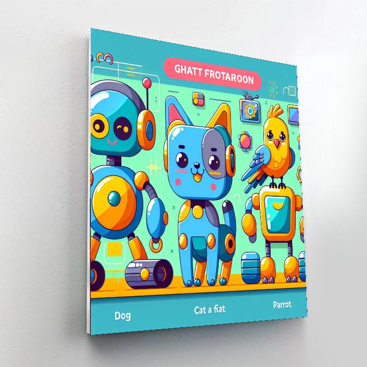 Sassy Robot Pets Painting By Numbers Kit