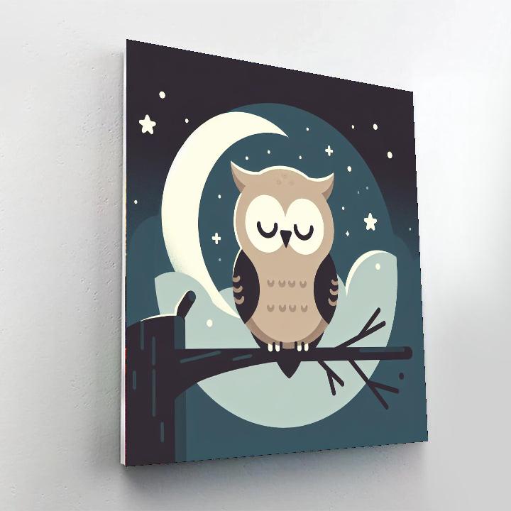 Curious Owl's Night Watch Paint By Numbers Art