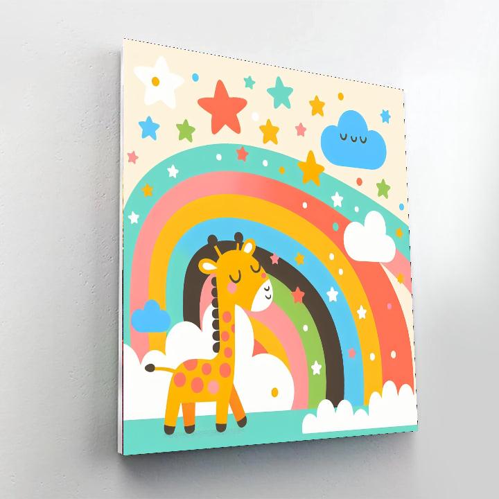 Giraffe's Sky Journey Number Painting