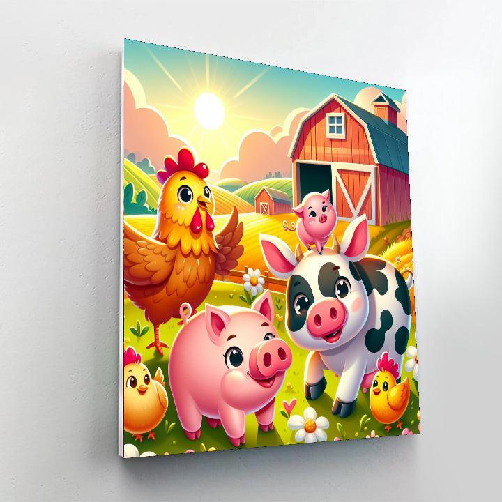 Silly Farm Animals Paint By Numbers Art