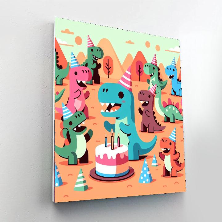 Dinosaurs' Birthday Bash Paint By Numbers