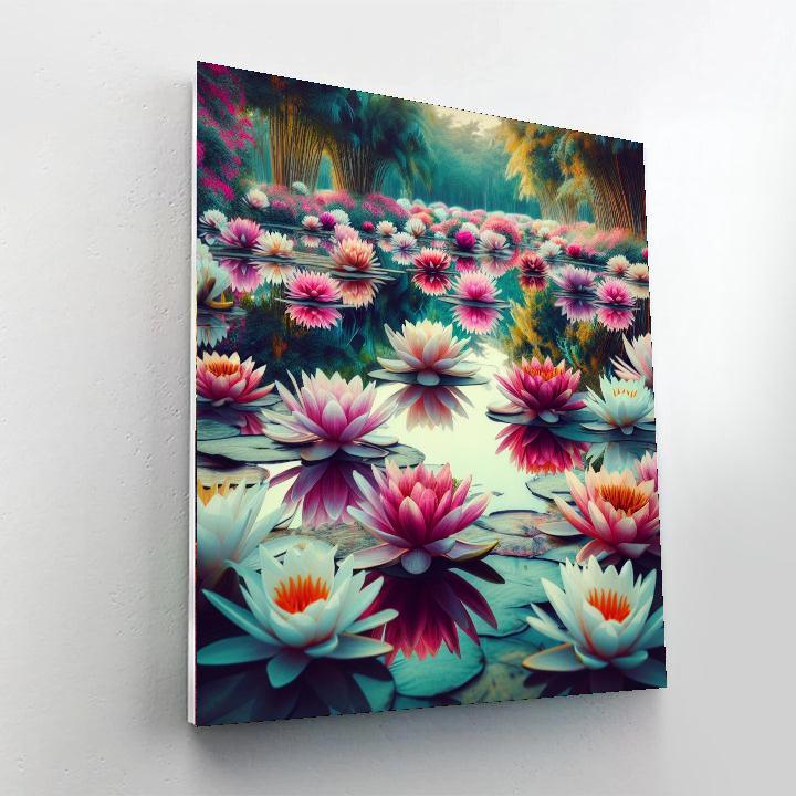 Lush Water Lilies Reflection Paint By Numbers Art