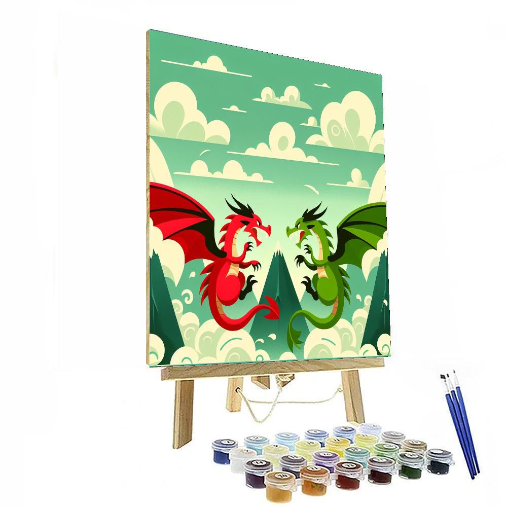 Daring Dragon Duel Paint By Numbers Art
