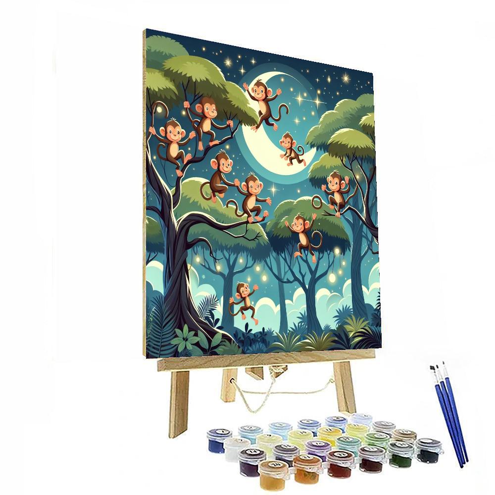 Moonlit Monkey Mischief Painting Number Kit
