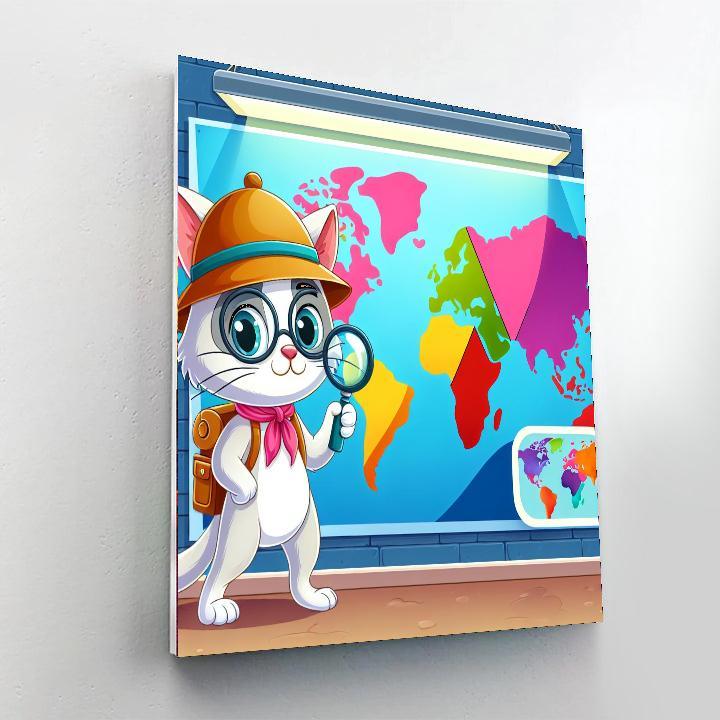 Explorer Cat's World Map Paint By Numbers