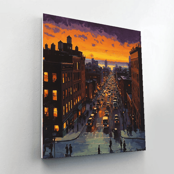 Edward Hopper Inspired Dusk In The City  Paint By Numbers