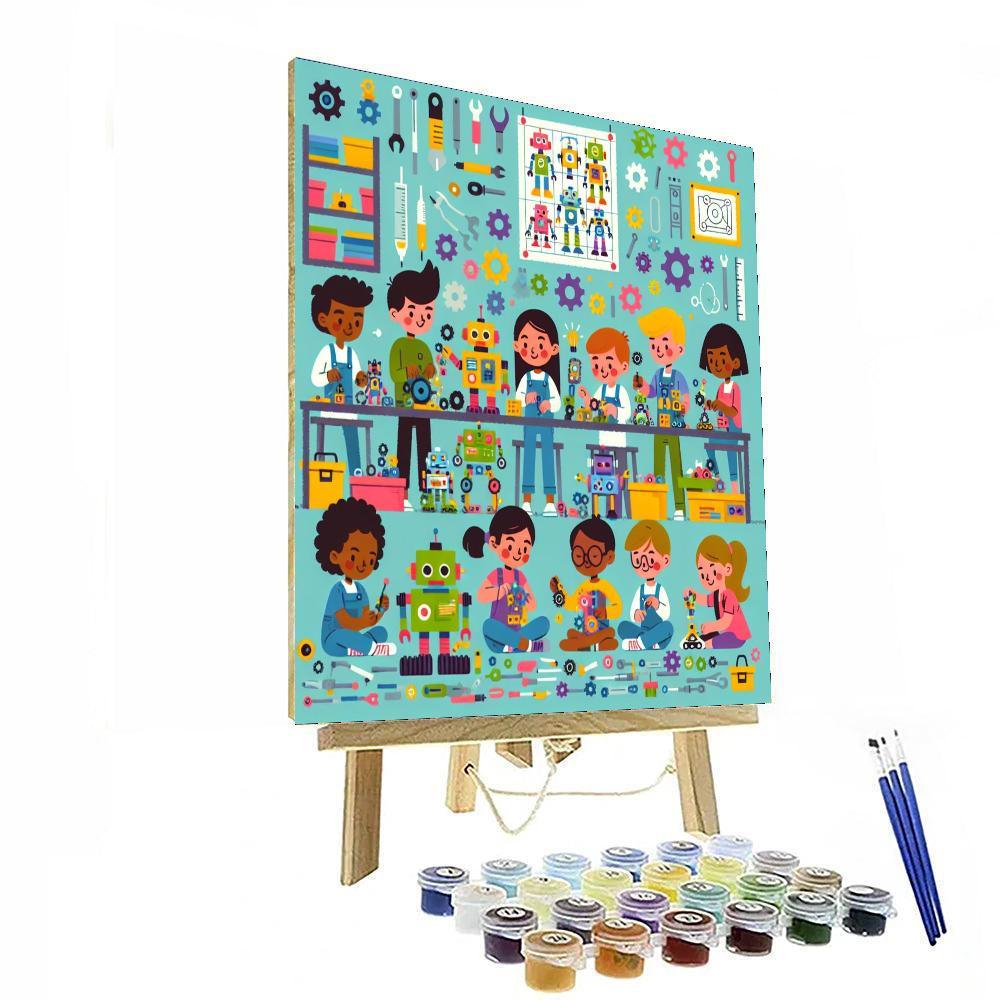 Robot Construction Zone Painting Number Kit