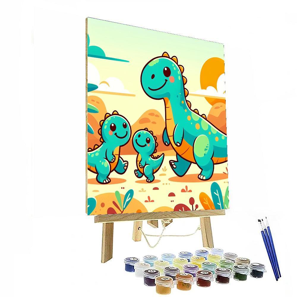 Charming Dinosaur Family Paint By Color