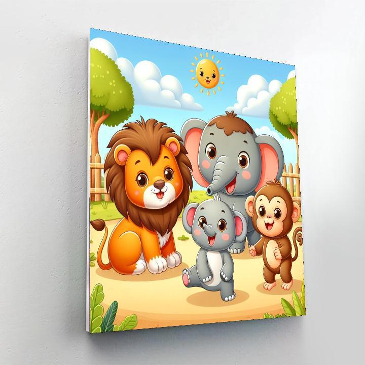 Cute Baby Zoo Animals Painting By Numbers Kit