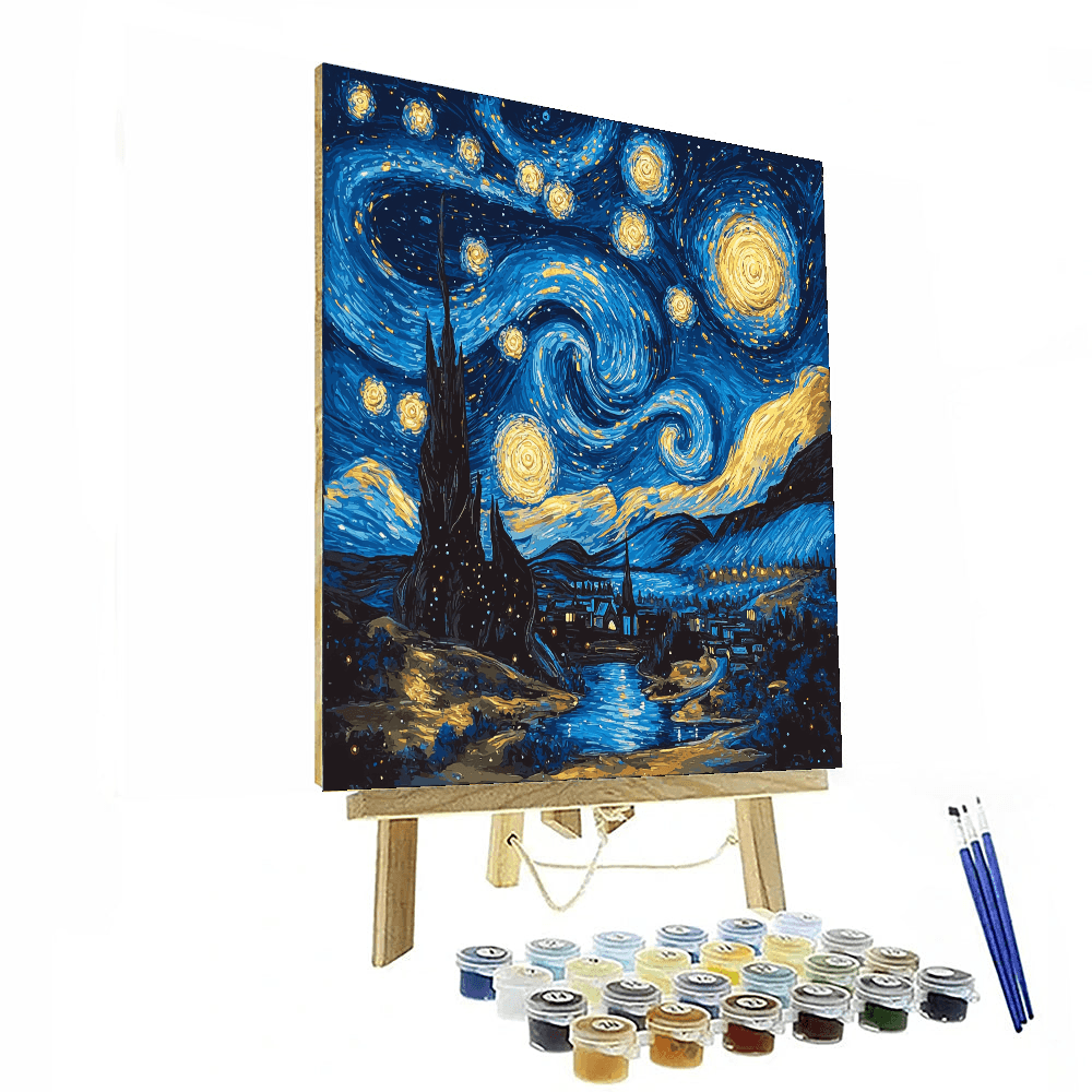 Vincent Van Gogh Inspired Galactic Vortex  Paint By Color