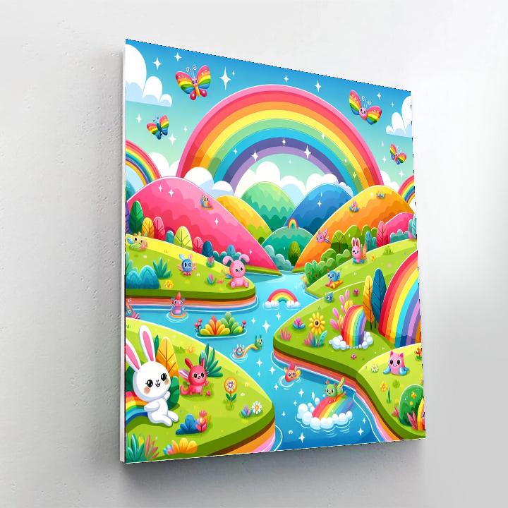 Colorful Rainbow Valley Painting Number Kit