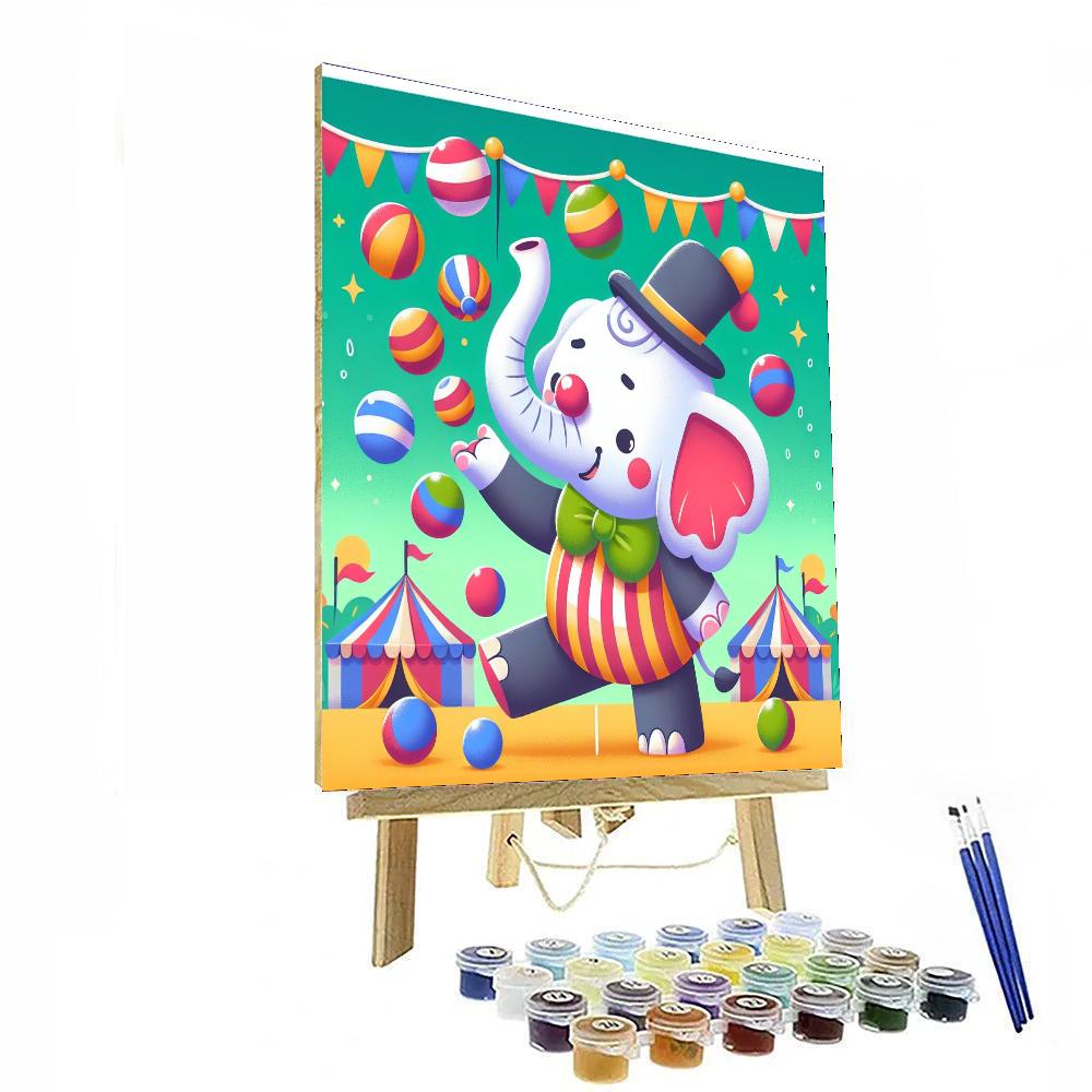 Circus Clown Elephant Number Painting
