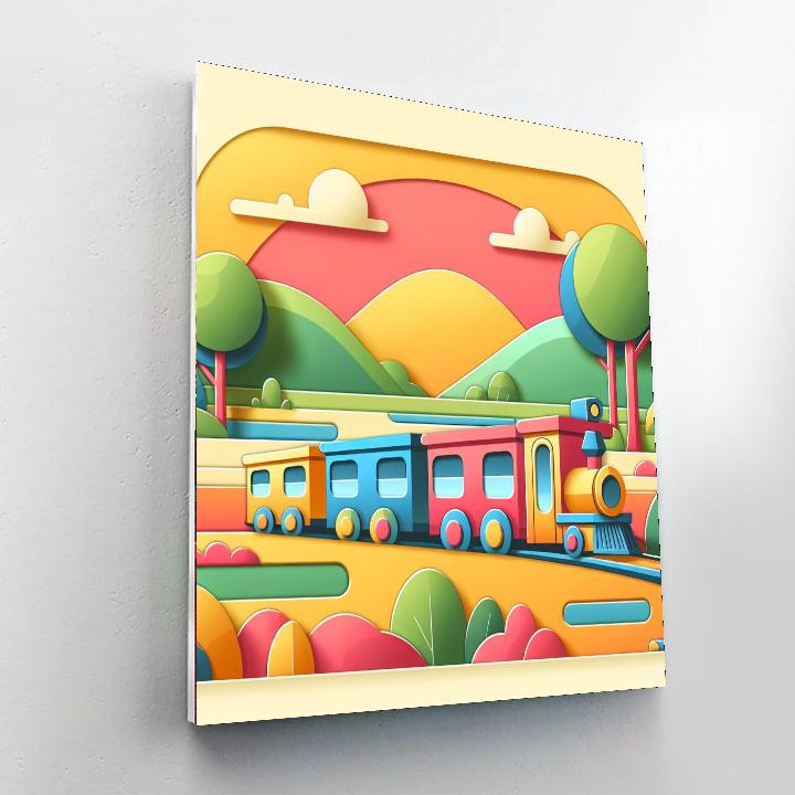 Cheerful Cartoon Train Journey Painting By Numbers Kit