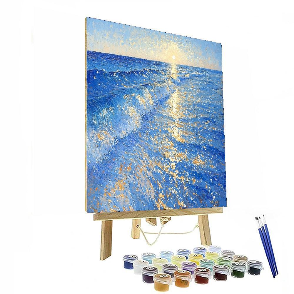 Georges Seurat Inspired Ethereal Tidal Waves  Number Painting