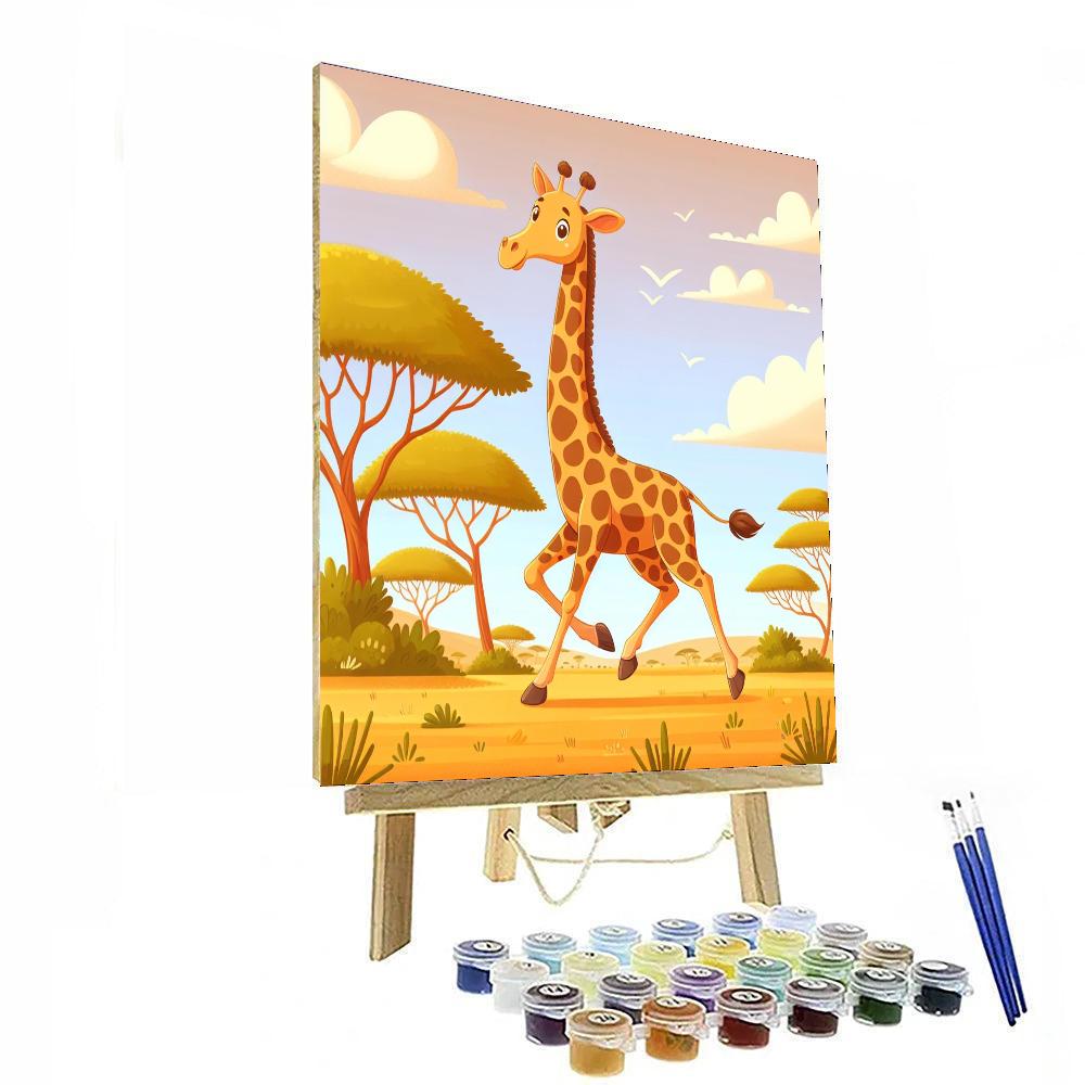 Giraffe's Grand Adventure Number Painting