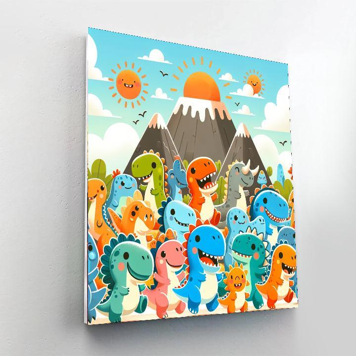 Cheerful Dinosaur Parade Painting By Numbers Kit