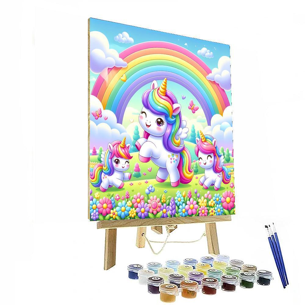 Friendly Unicorn Parade Paint By Numbers Art