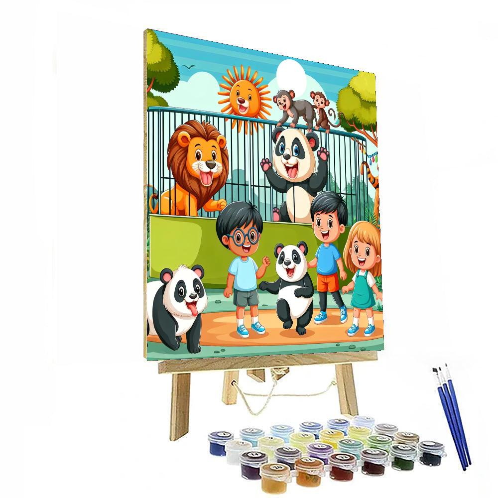 Lively Adventure At The Zoo Painting By Numbers Kit