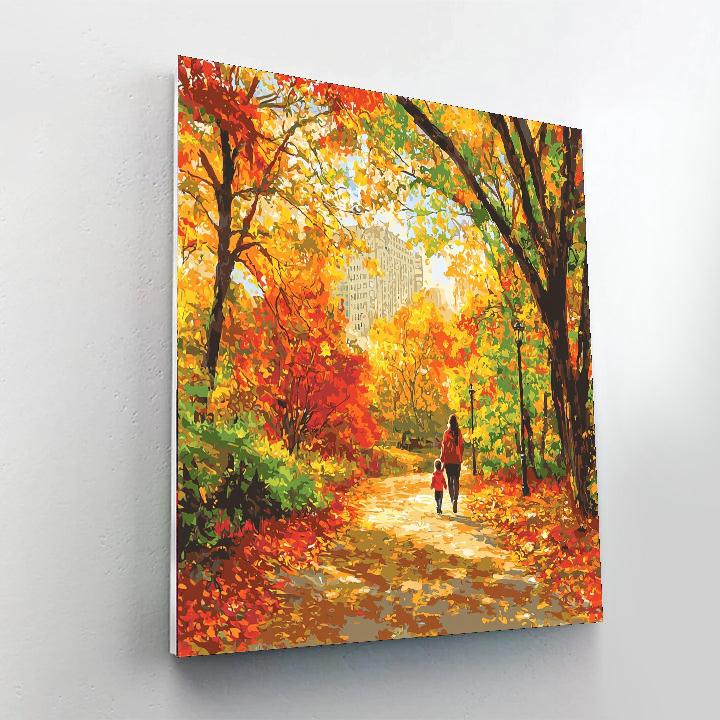 Autumn Afternoon Stroll Number Painting